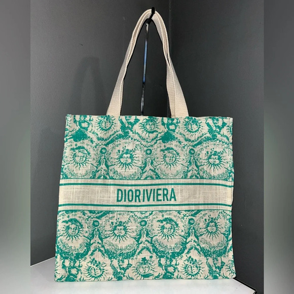 Christian Dior Dioriviera Aquamarine Cloth Linen Tote Bag - Picture 7 of 12